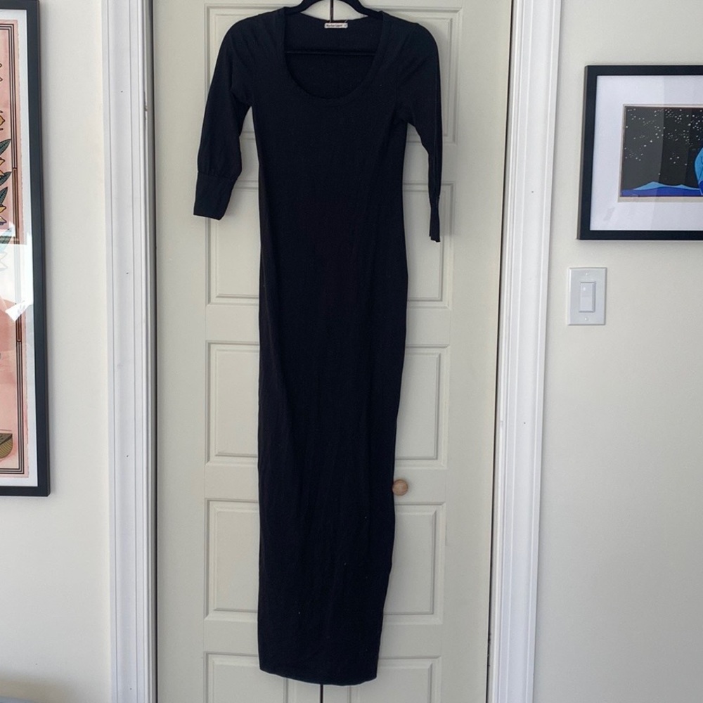 Marine layer long black dress 3/4 sleeve size small cotton